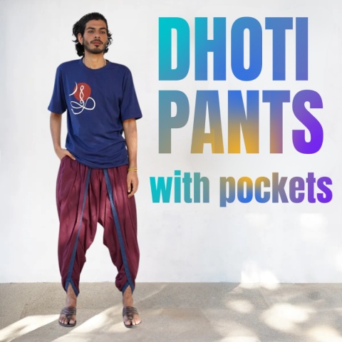 Dhoti Pant with Pockets - Deep Plum - (Unisex)