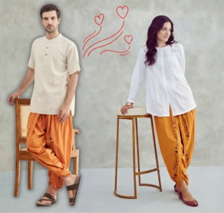 Shivanga Panchakacham (Dhoti Pant) - ORANGE – (unisex) ISHA