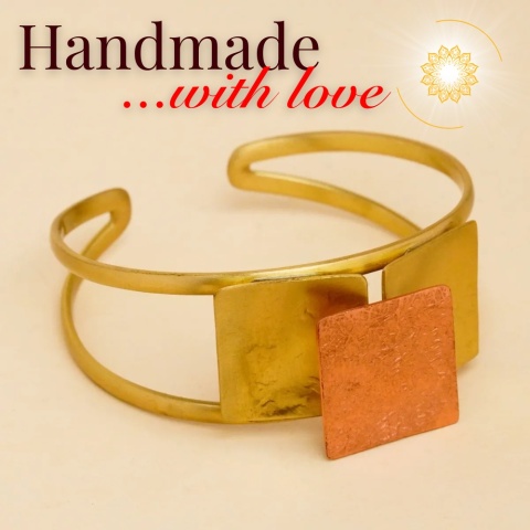 TWO TONE Hand Decorated Beautiful Copper Bracelet ISHA