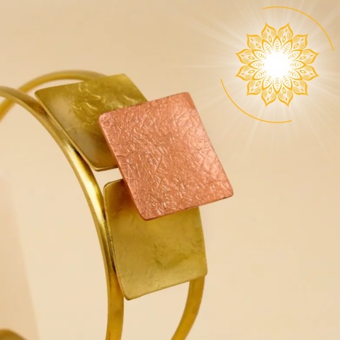 TWO TONE Hand Decorated Beautiful Copper Bracelet ISHA