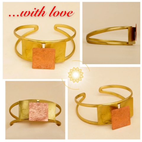 TWO TONE Hand Decorated Beautiful Copper Bracelet ISHA